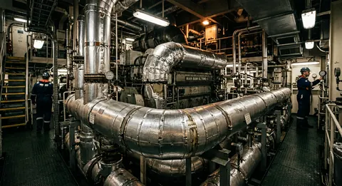 Ship engine room pipe insulation